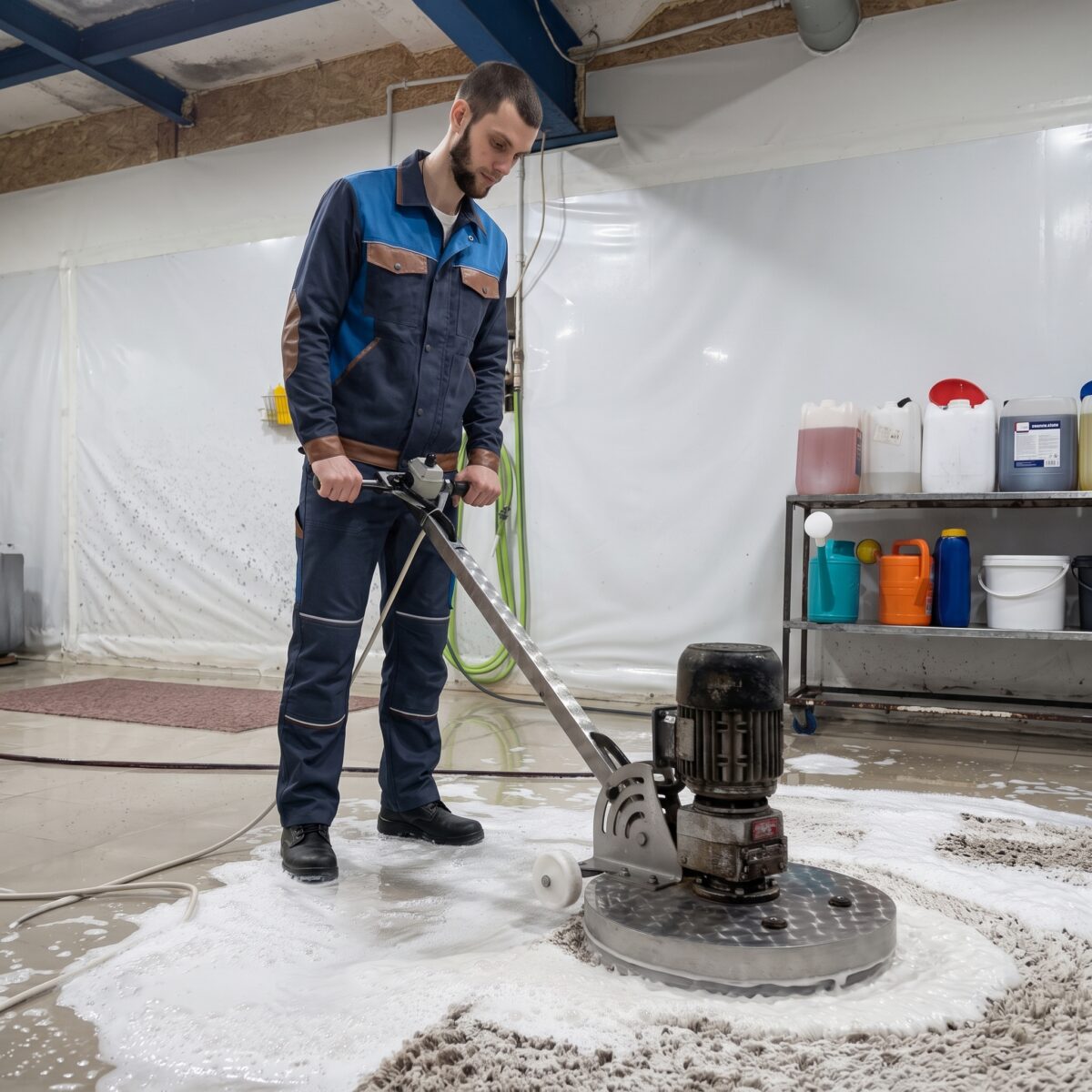 Чистка узорчатого ковра роторной машиной